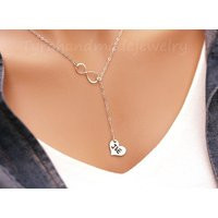 Personalized Infinity Necklace, Heart Initial Necklace, Couple Initials, Infinity Love Necklace, Wedding Bridal Jewelry, Hand Stamped, Custom Font | Etsy (US)