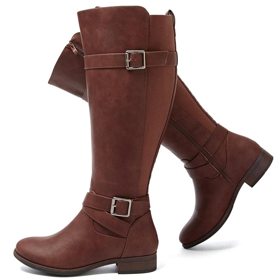 Luoika Women's Extra Wide Calf Knee High Boots, Wide Width Round-Toe Blocked Heel Winter Tall Boo... | Amazon (US)