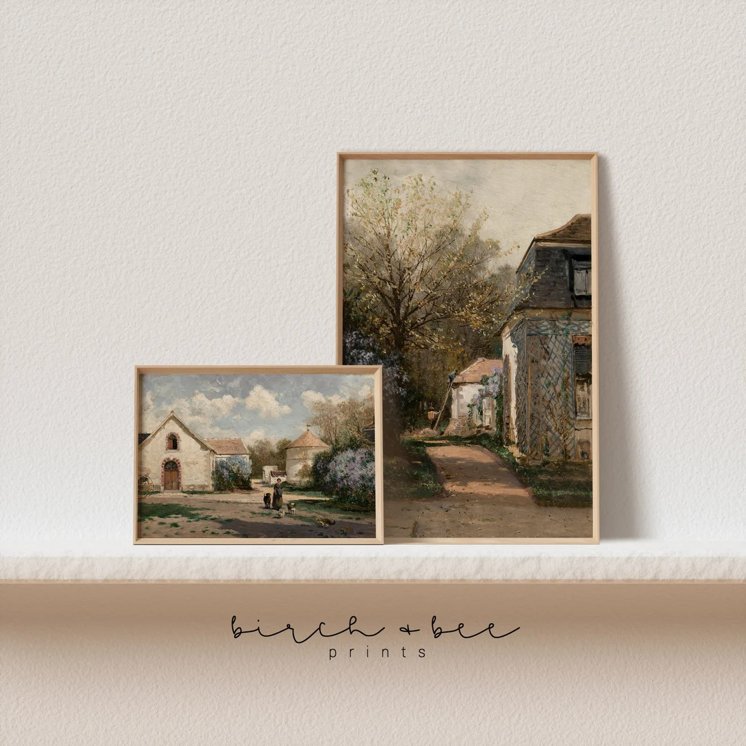 Vintage French Country Painting Set of 2 | Cottage Wall Art | Digital Printable #152 - Etsy | Etsy (US)