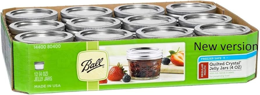 Ball 4-Ounce Quilted Crystal Jelly Regular Mouth Jars with Lids and Bands, Set of 12(New version) | Amazon (US)