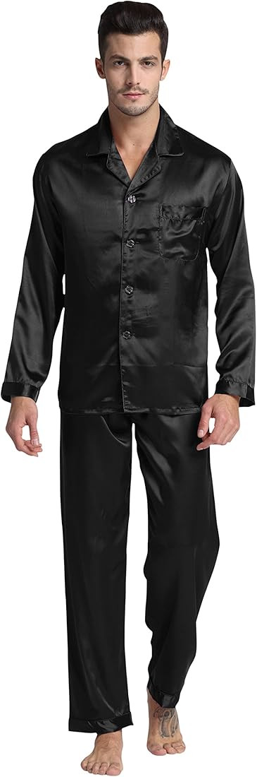 TONY & CANDICE Men's Classic Satin Pajama Set Sleepwear | Amazon (US)