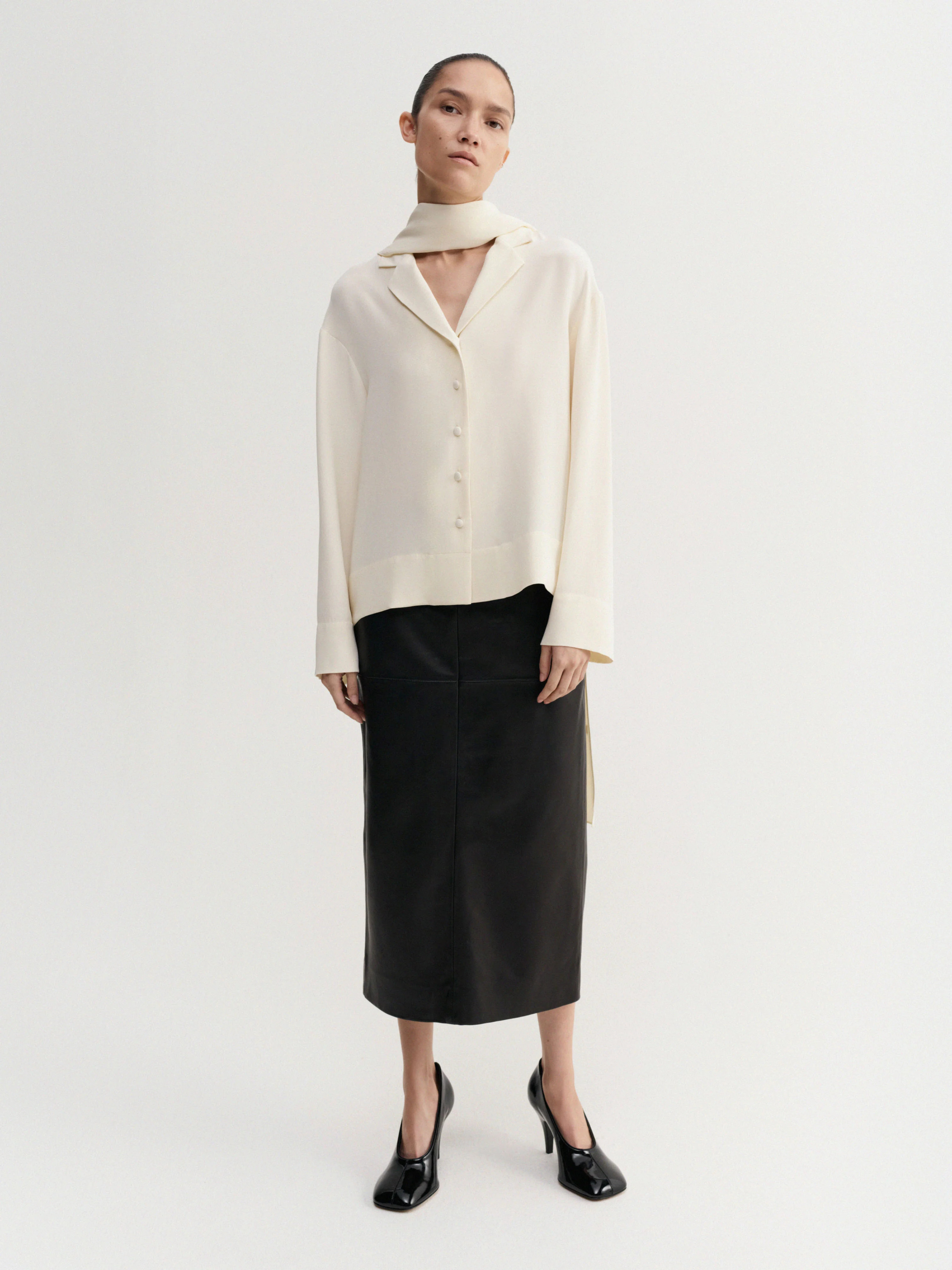 Leia Silk Shirt, vanilla | Almada Label
