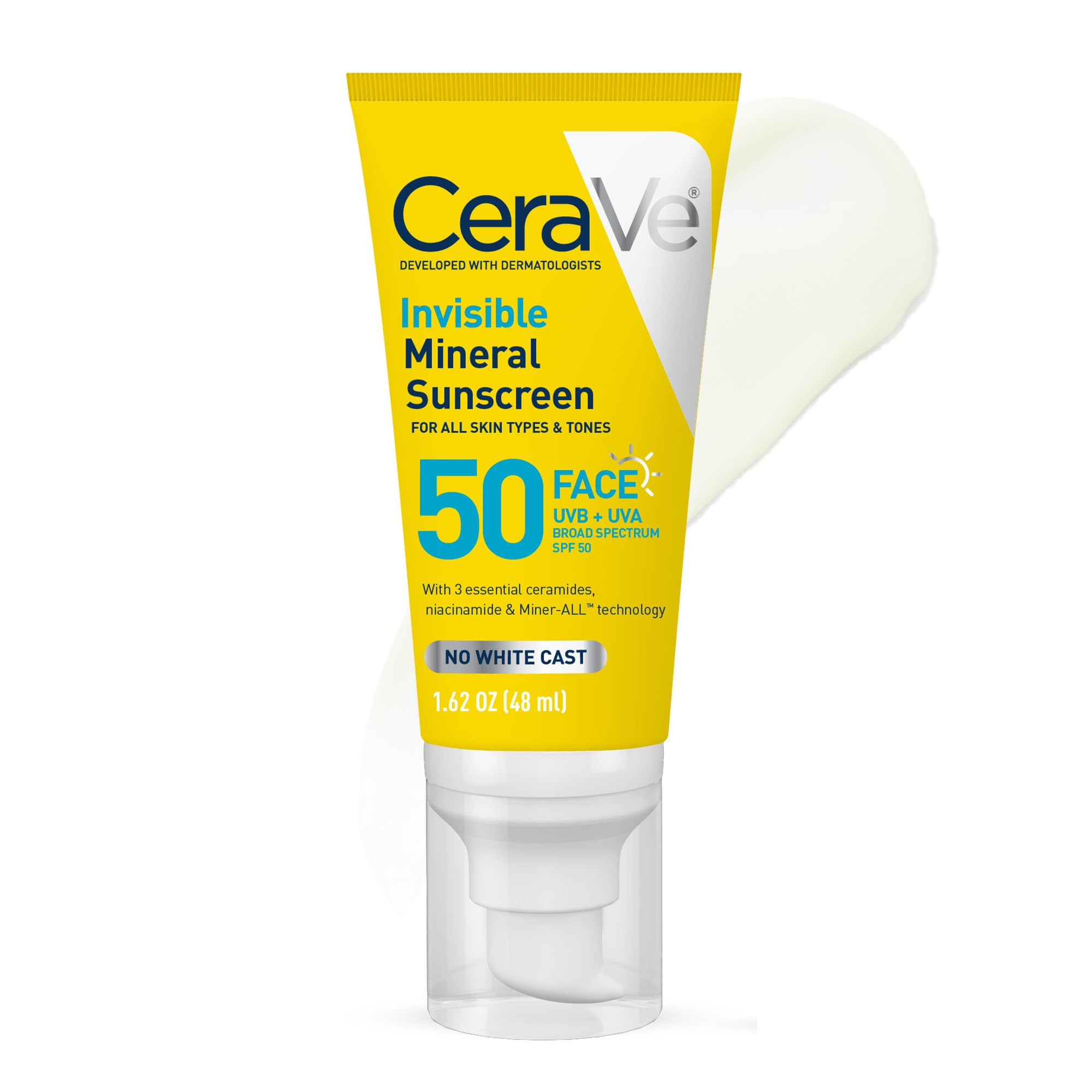 CeraVe Invisible Mineral Sunscreen SPF 50, Face Sunscreen for Sensitive Skin With Zinc Oxide & Ti... | Amazon (US)