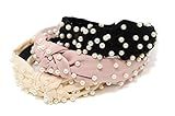 Pearl Headband Knotted Turban Twisted Knot Head Band Bow Wide Yoga Hair For Women (Cream/Pink/Black) | Amazon (US)
