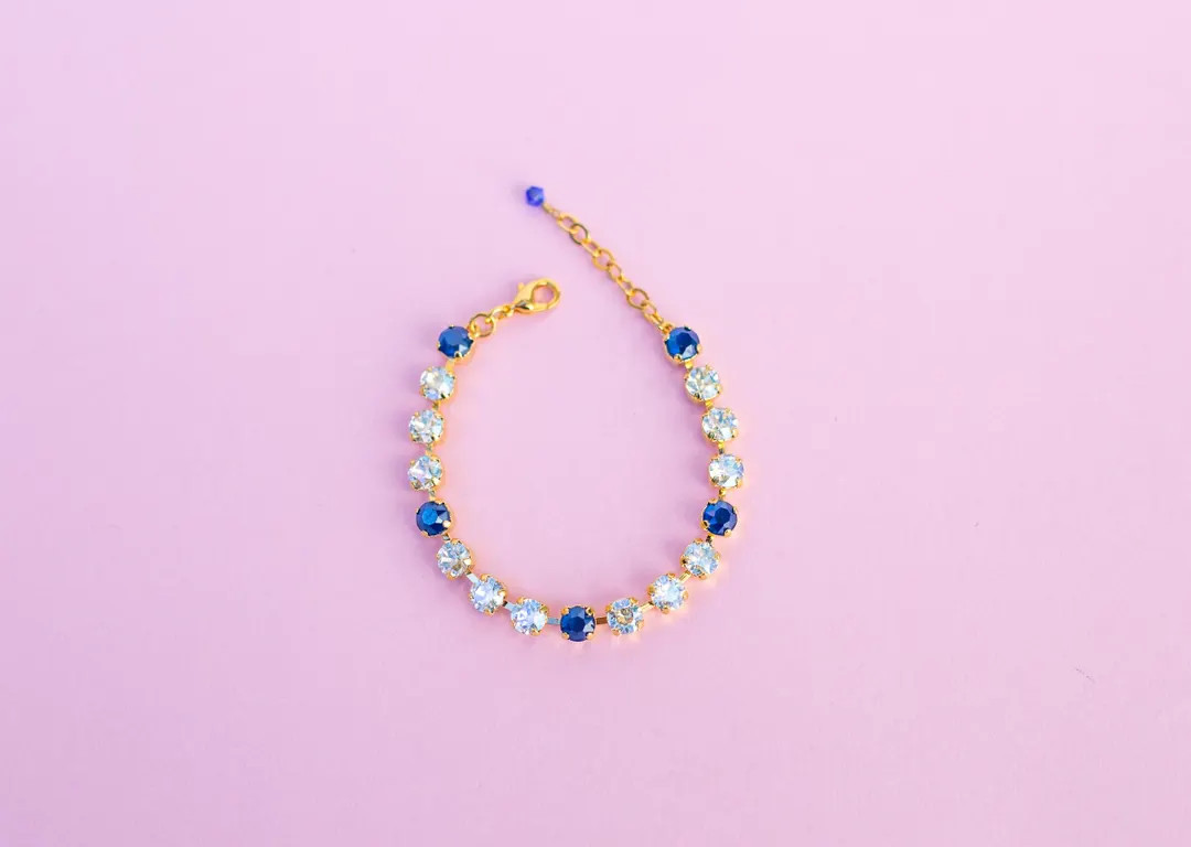 6mm Bracelet Harbor Blue Moonlight Choose Setting Color and Length - Etsy | Etsy (US)