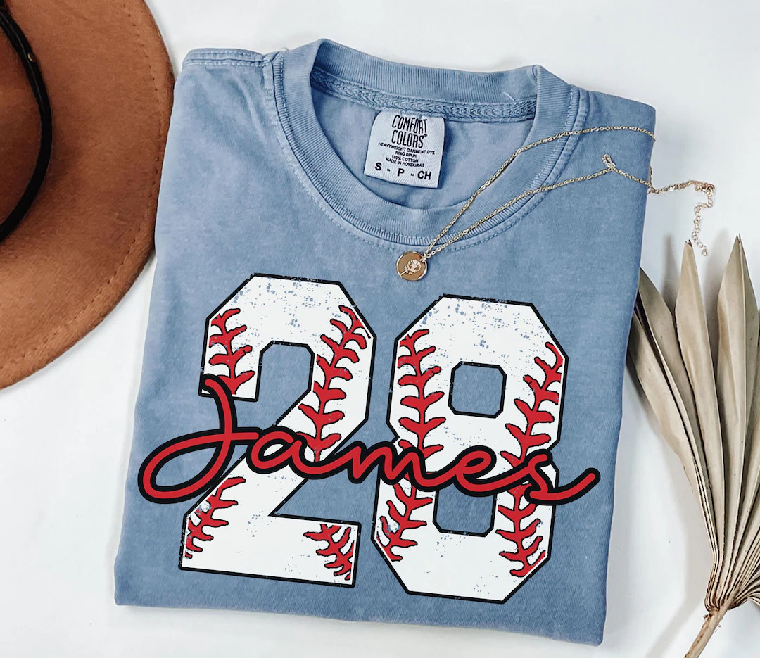 Custom Baseball Number Shirt, Comfort Colors Baseball Tee, Personalized Baseball Player Shirt, Ba... | Etsy (US)
