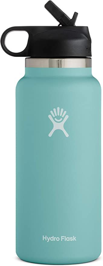 Hydro Flask Water Bottle with Straw Lid - Stainless Steel, Reusable, Vacuum Insulated- Wide Mouth | Amazon (US)