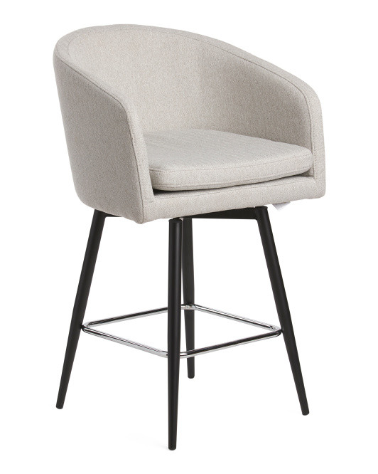 36in Swivel Brooks Barrel Counter Stool With Metal Base | TJ Maxx