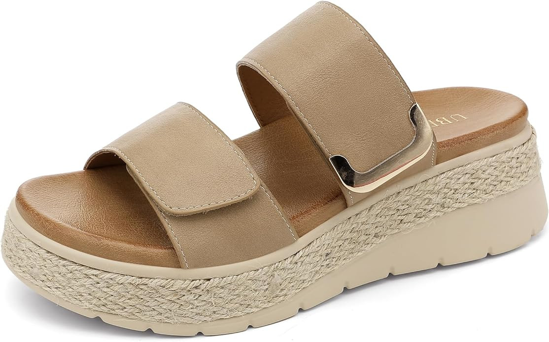 UBFEN Womens Platform Wedge Sandals - Espadrille Slides with Orthopedic Arch Support, Comfortable... | Amazon (US)
