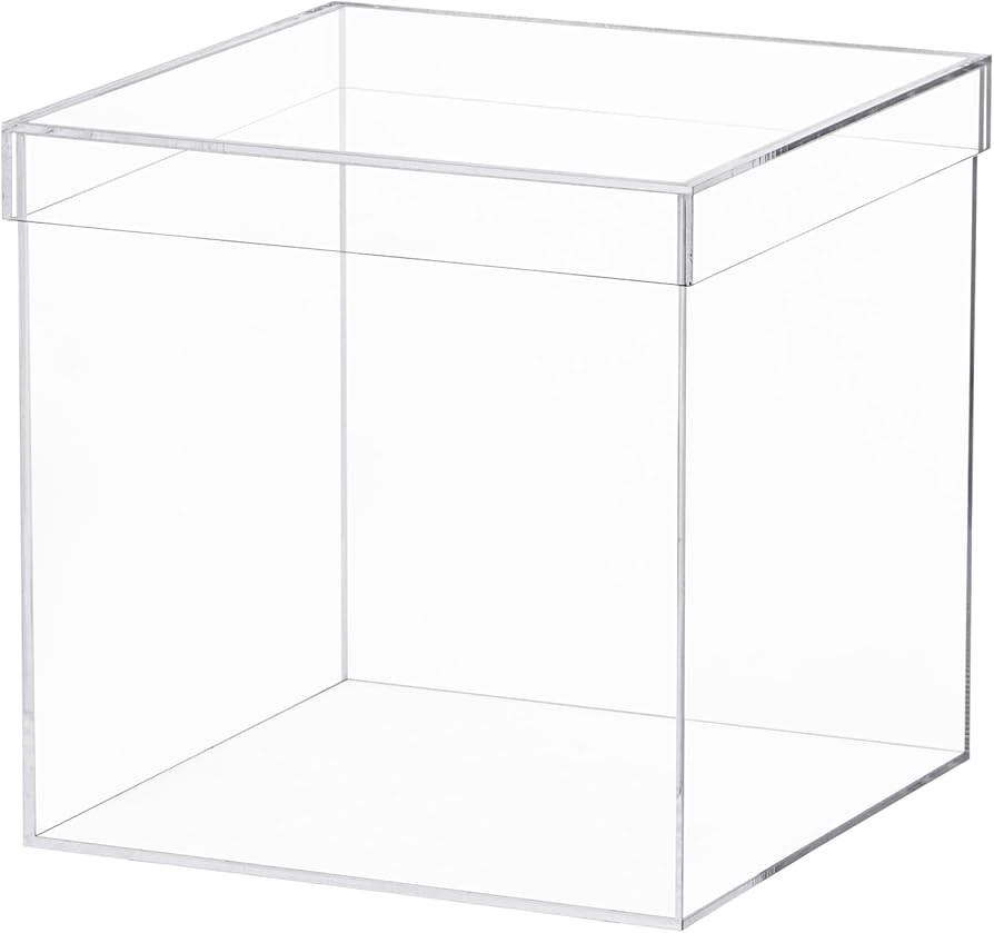 Clear Acrylic Box with Lid, Clear Acrylic Plastic Square Cube Containers Storage Box 7.9x7.9x7.9 ... | Amazon (US)