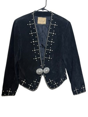 Vintage Double D Ranch Wear 100% Suede Leather Black Jacket with Studs Sz: M GG3 | eBay US