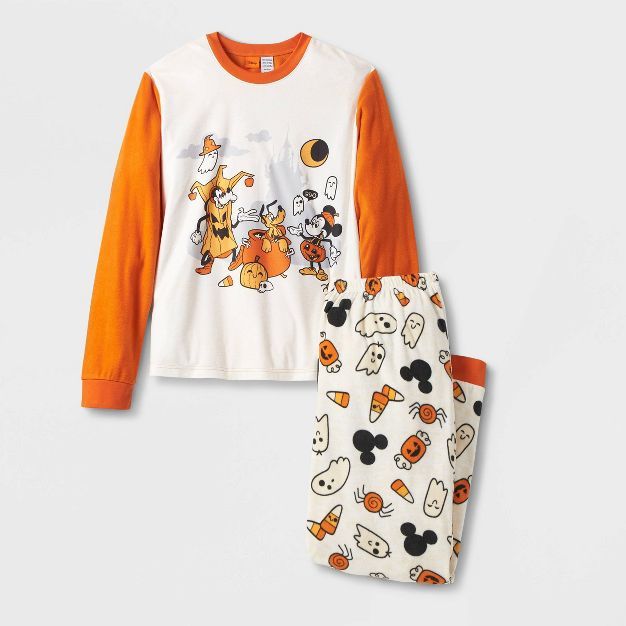 Men's Disney Mickey Mouse Pajama Set - Orange | Target