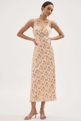 Cami NYC Rika Sleeveless V-Neck Silk Slip Midi Dress | Anthropologie (US)