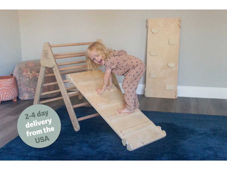 Montessori Climbing Gym Pikler Triangle Set Option of 3, Montessori Climber, Foldable Play Gym | Etsy (US)