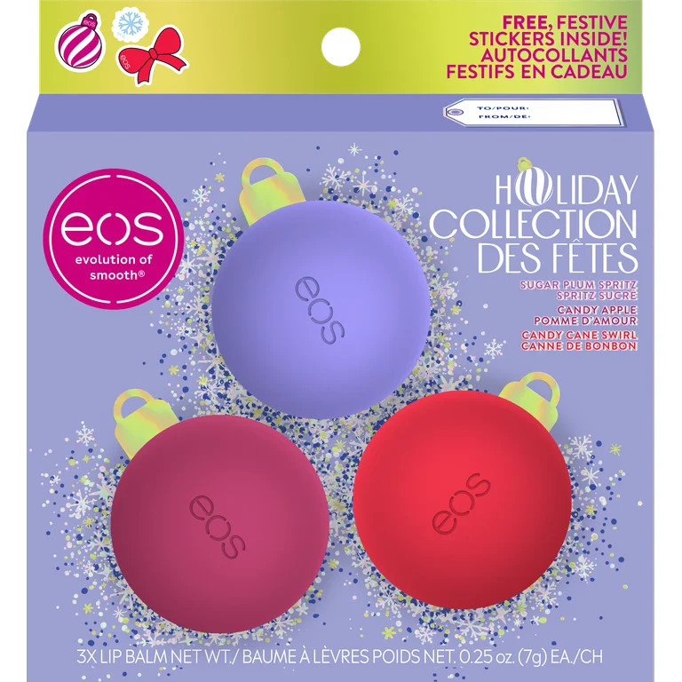 eos Holiday Sphere Gift Set, Candy Cane Swirl, Sugar Plum Sprtiz, Candy Apple, 3-pack, 0.75 oz | Walmart (US)