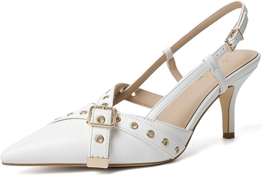 Mostrin Kitten Mules Heels for Women Pointed Closed Toe Heels Vintage Slip on Stiletto Dressy Pum... | Amazon (US)