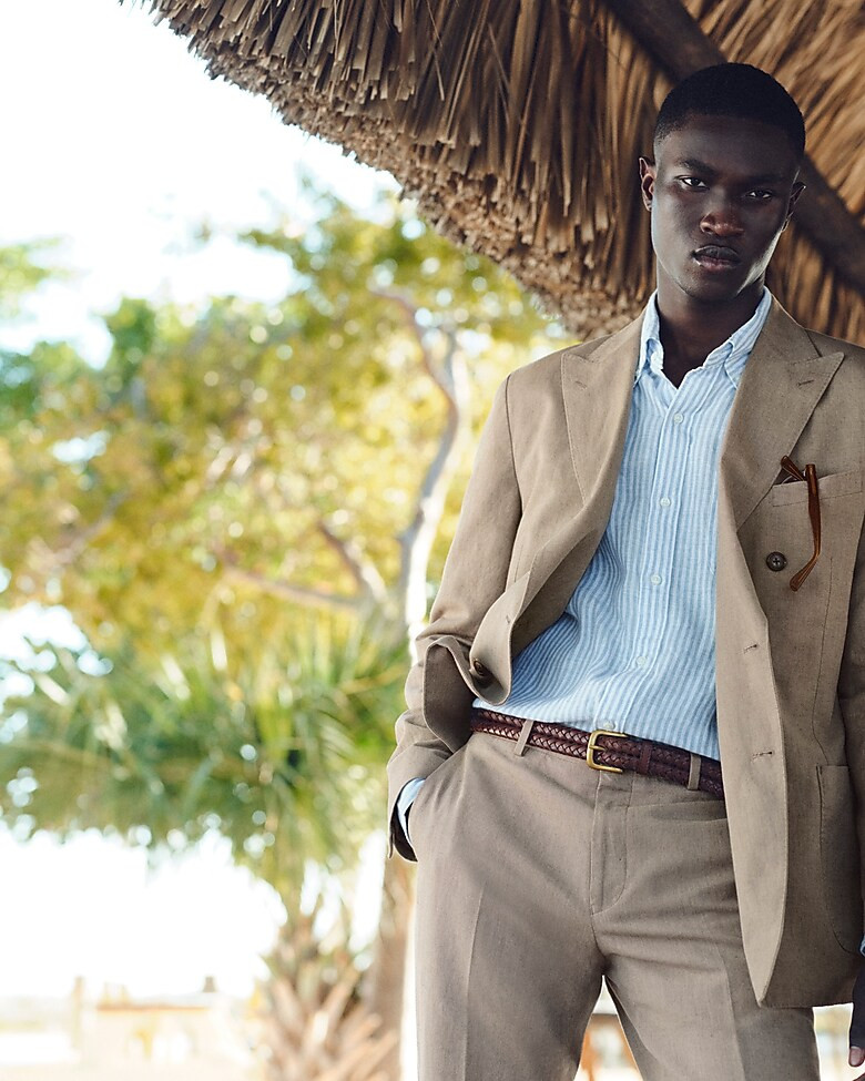Ludlow Slim-fit double-breasted suit jacket in Irish cotton-linen blend | J. Crew US