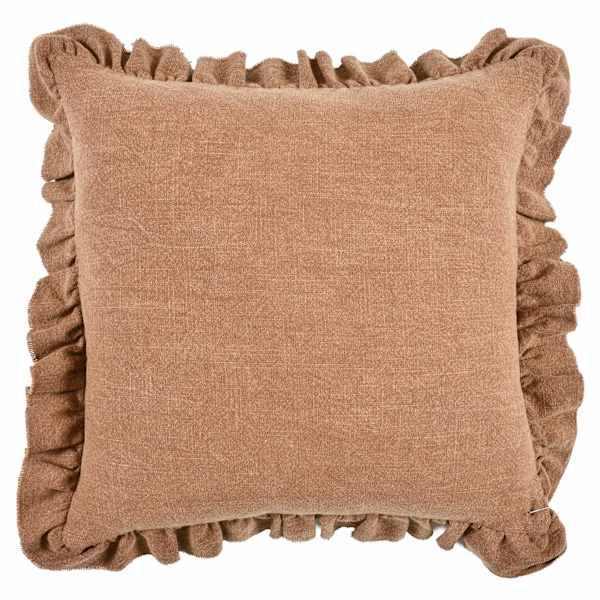 Dark Brown Solid Textured Ruffle Throw Pillow, 18" | At Home