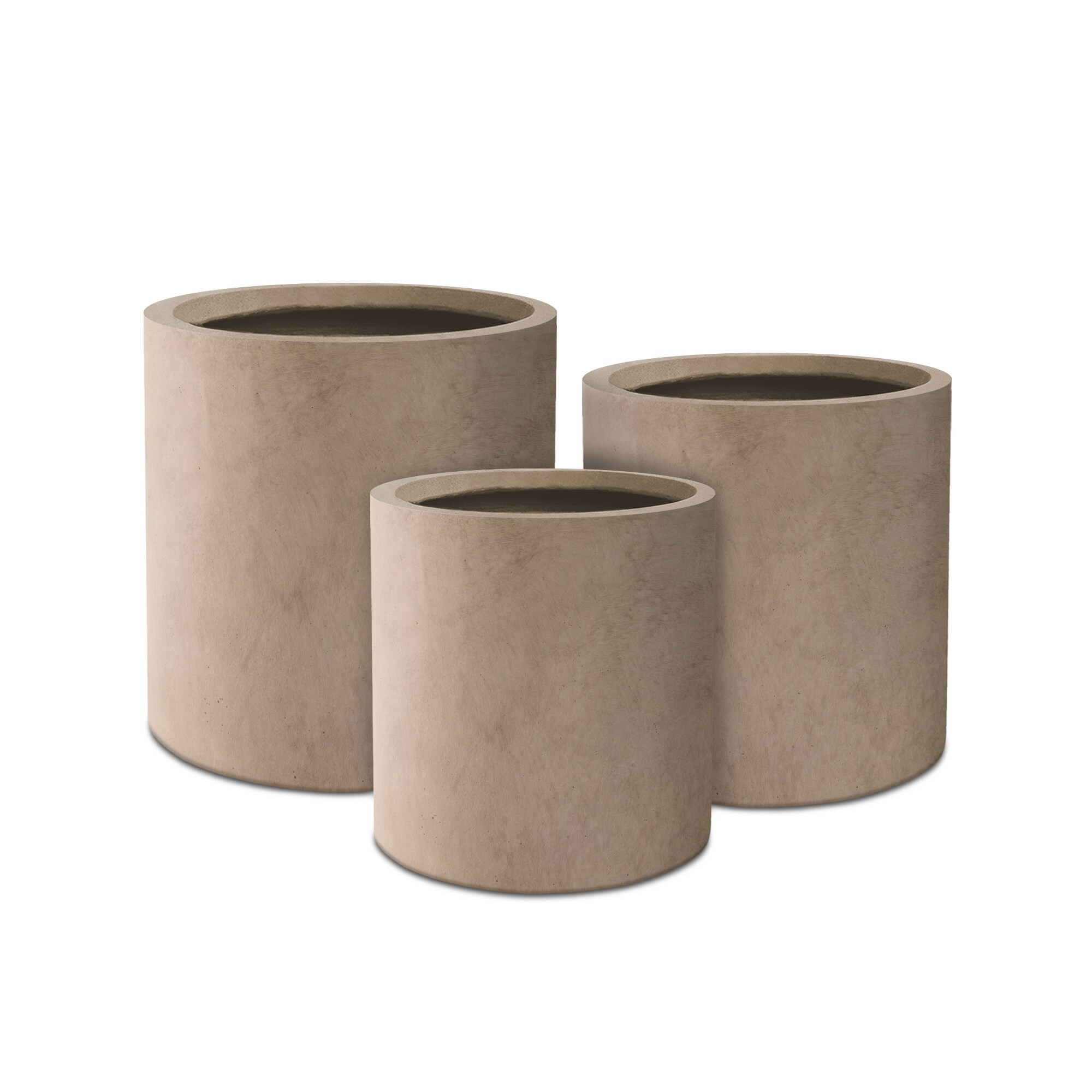 PLANTARA 3 -Pack Round 15.8-Inches W Extra Large Brown Concrete Contemporary/Modern Indoor/Outdoor Planter with Drainage Holes | PA119S3-8021-2 | Lowe's