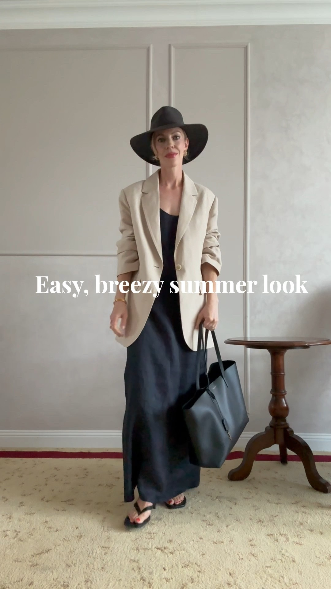 Summer vacation outfit, date night, linen maxi dress, linen blazer, kitten heel thong sandals, @Janessa Leone straw hat

#LTKgrwm #LTKTravel #LTKOver40
