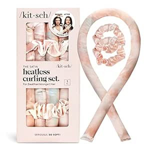 Kitsch Satin Heatless Curling Set - Overnight Hair Curlers to Sleep in, Heatless Curls, Heatless ... | Amazon (US)