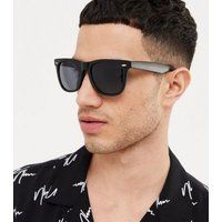 Men's Black Matte Square Frame Sunglasses New Look | New Look (UK)