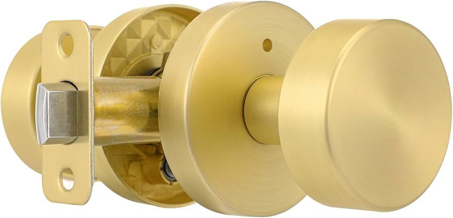 Gold Door Knob Privacy Door Knobs Interior Satin Brass Door Knobs Modern Round Door Handles for B... | Amazon (US)