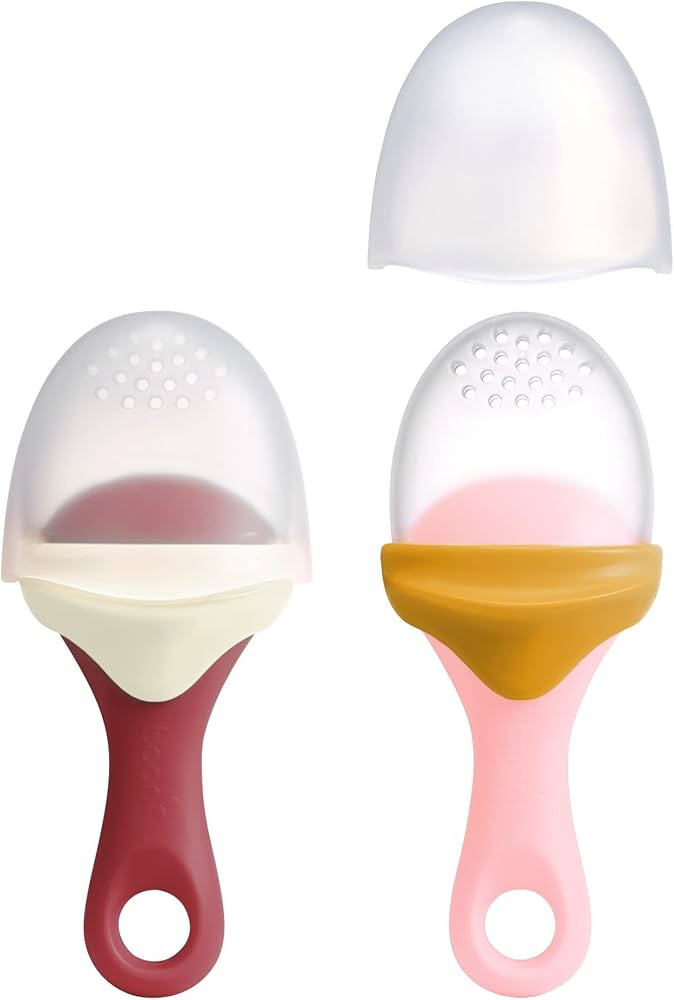 Boon PULP Silicone Baby Feeder — 2 Count — Orange/Pink and White/Mauve — Soft Silicone Vege... | Amazon (US)