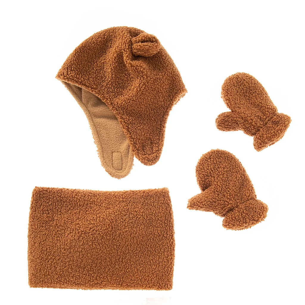 HOTYA 4 Colors Baby Winter Hat Warm Scarf Gloves Set Pompoms Beanie Cap Mittens Bib Kit for Toddl... | Walmart (US)