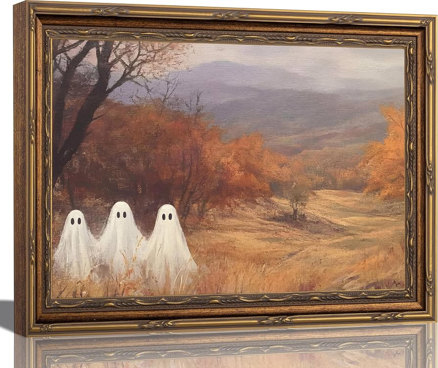 TUSENTE Vintage Halloween Ghost Wall Art Autumn Landscape Wall Decor 12x16 | Amazon (US)