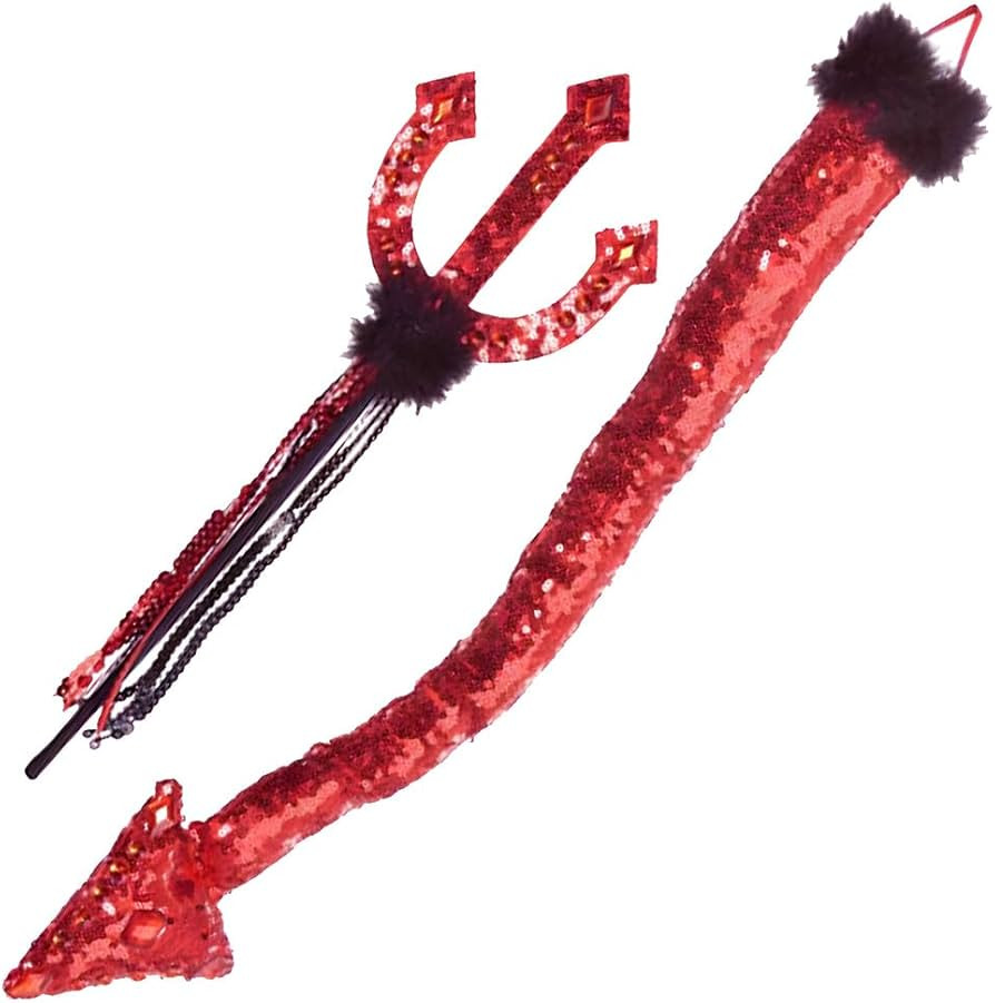 Red & Black Polyester Pitchfork and Tail Kit (21") - 2-Pack - Perfect for Halloween and Costume P... | Amazon (US)