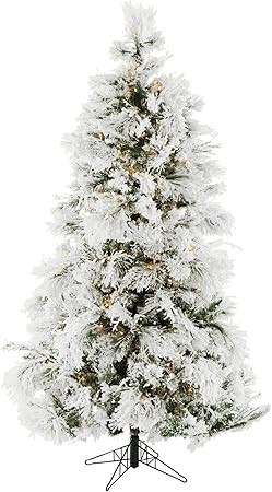 Fraser Hill Farm 7.5-Foot Pre-Lit Snow Flocked Snowy Pine Christmas Tree, Smart Lights, FFSN075-3... | Amazon (US)