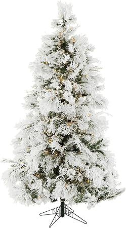 Fraser Hill Farm 7.5-Foot Pre-Lit Snow Flocked Snowy Pine Christmas Tree, Smart Lights, FFSN075-3... | Amazon (US)