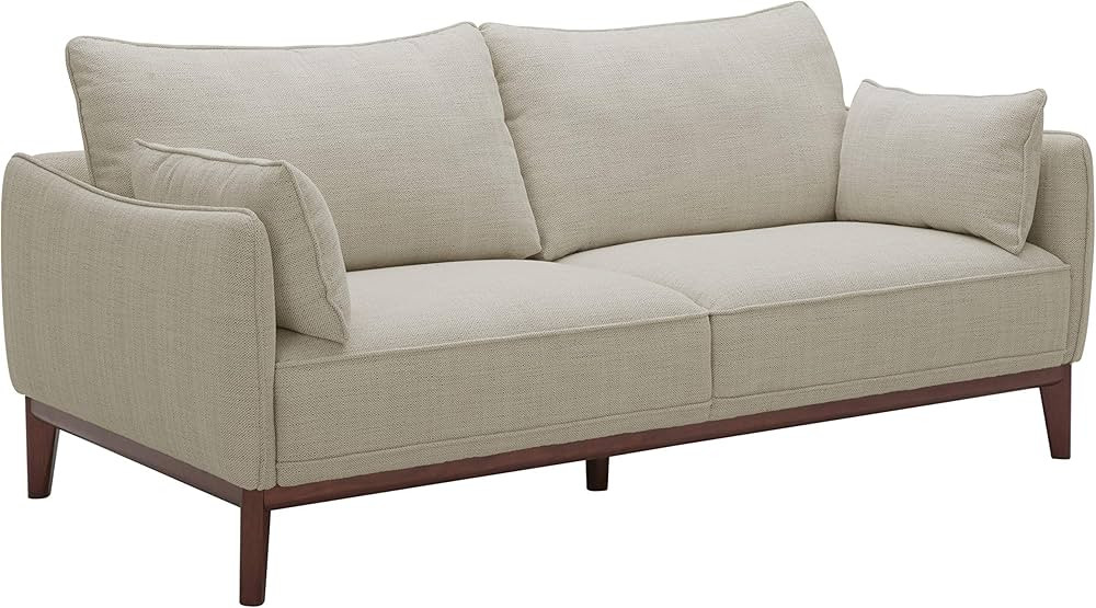 Amazon Brand – Stone & Beam Hillman Mid-Century Sofa Couch with Wood Base and Legs, 78"W, Ivory | Amazon (US)