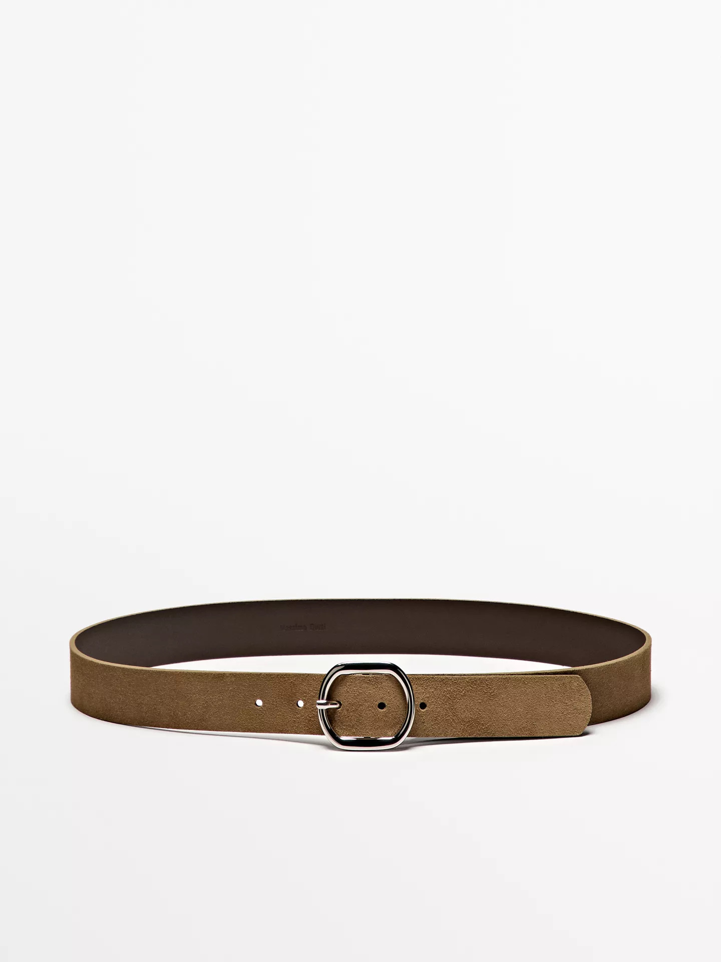 Splitsuède leren ceintuur met ovale gesp | Massimo Dutti NL