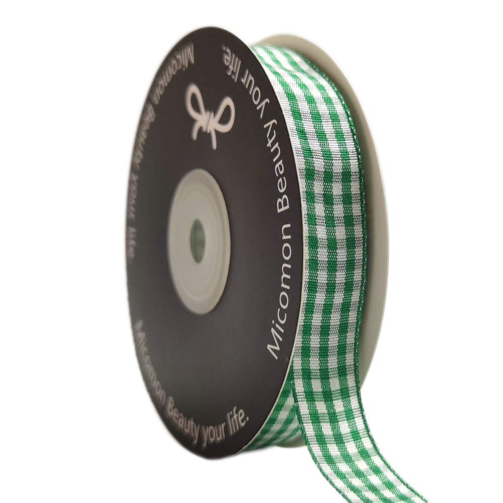 Green Gingham Plaid Checked Ribbon 25 Yards Each Roll 100% Polyester (5/8",Green) | Amazon (US)