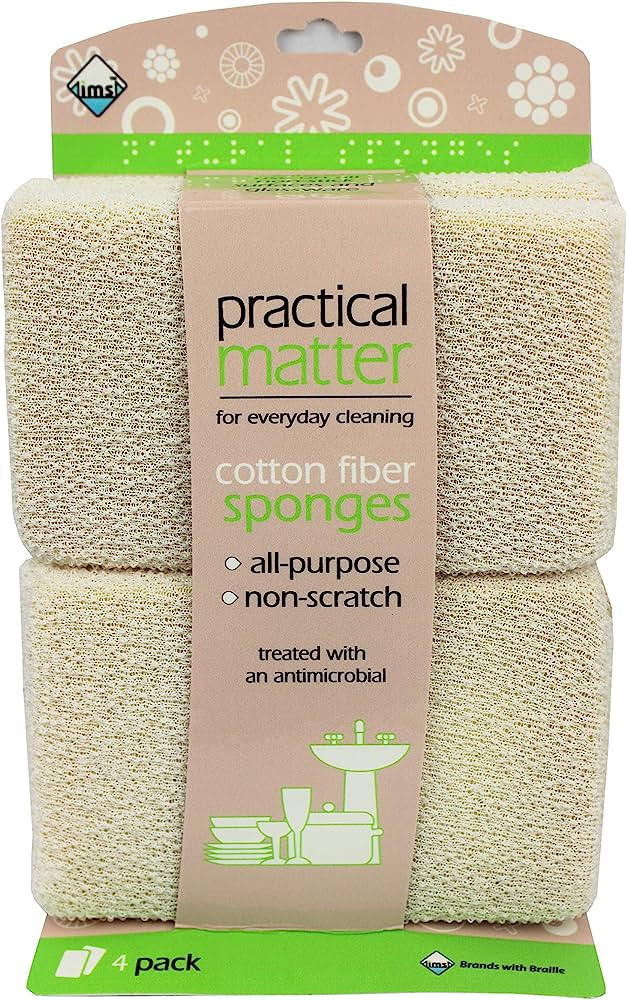Cleanlogic Practical Matter Cotton Fiber Bath & Shower Sponge (Pack of 4) | Amazon (US)