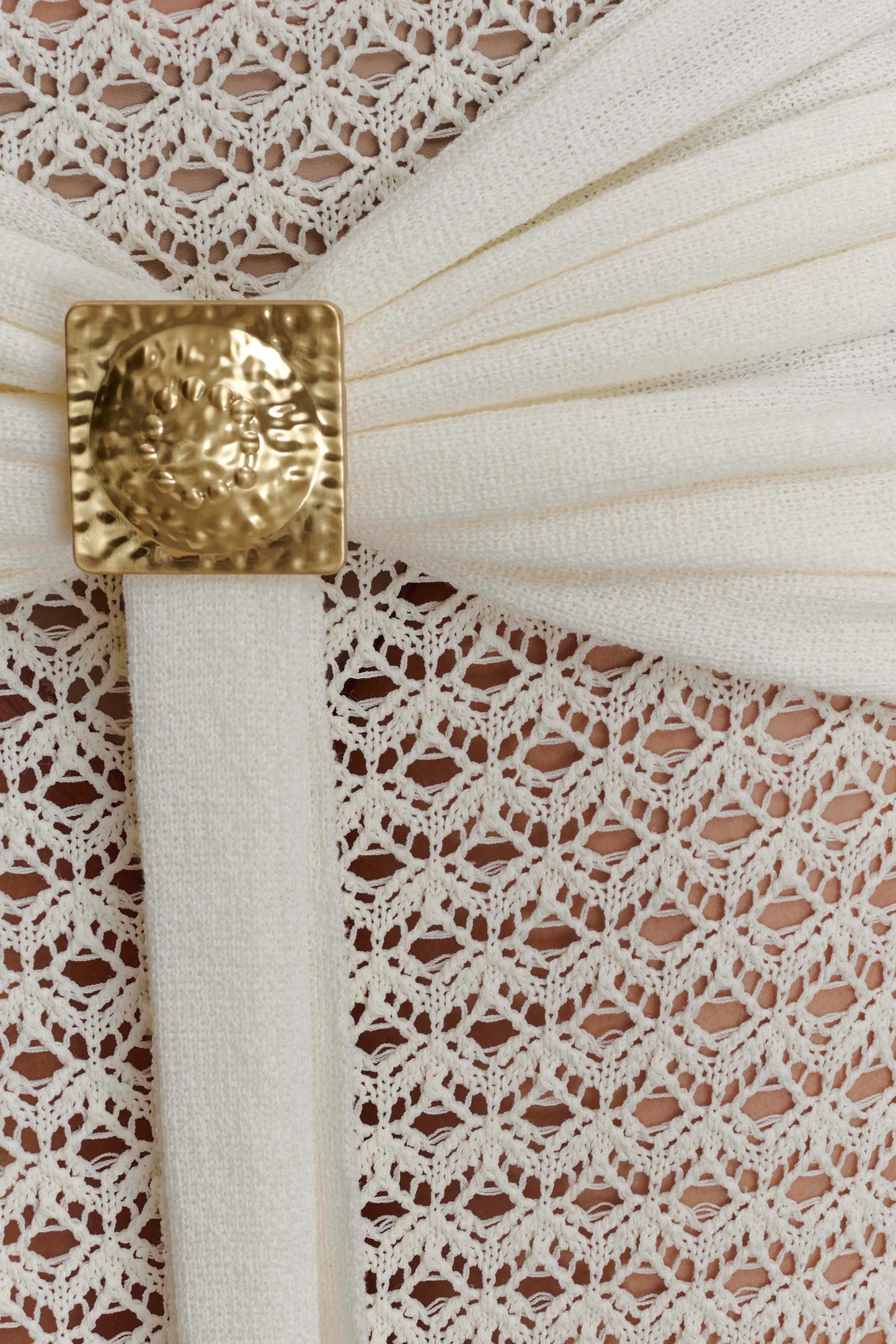 Crochet Maxi Skirt With Hardware - Ivory | MESHKI US