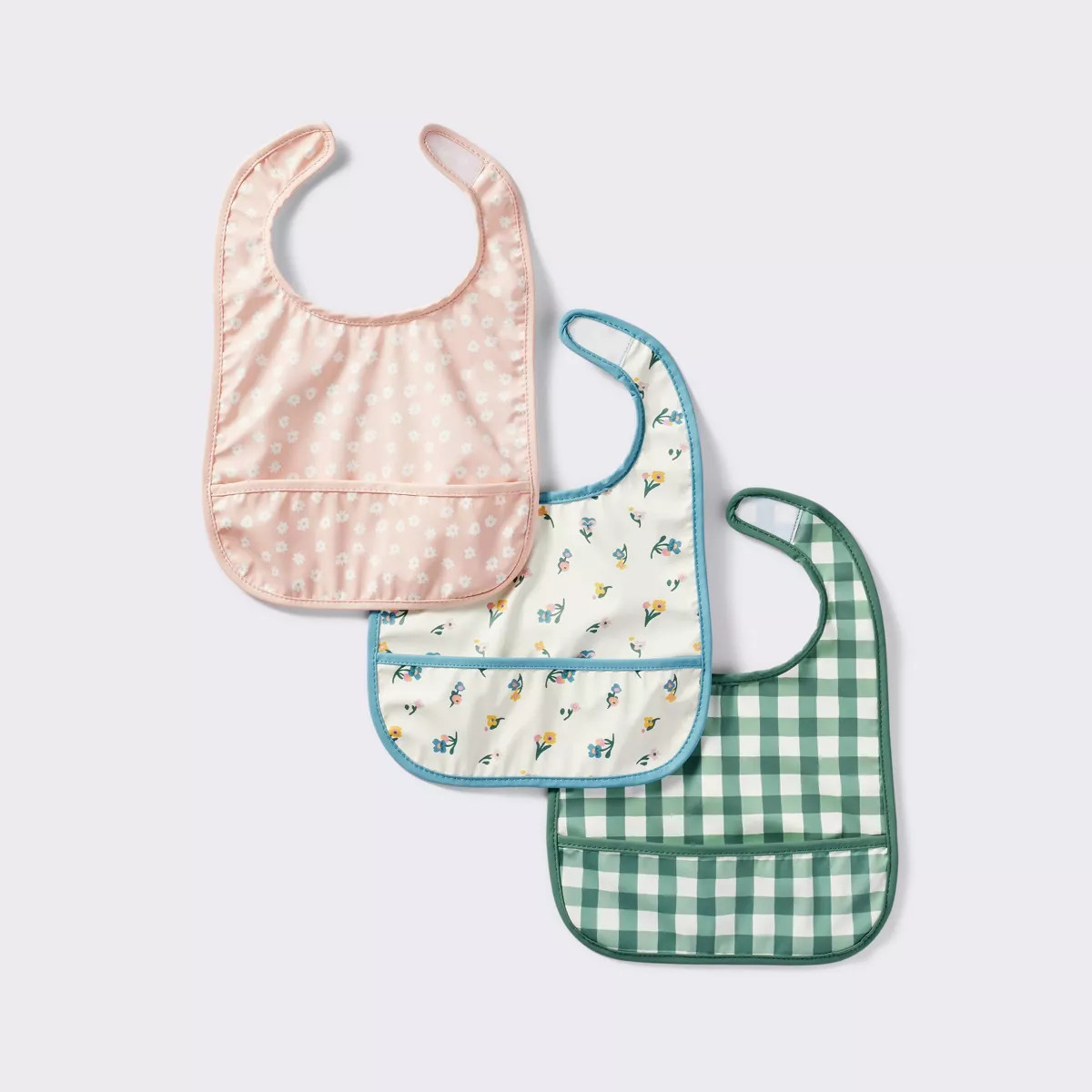 Water Resistant Bibs - 3pk - Floral/Checkerboard - Cloud Island™ | Target