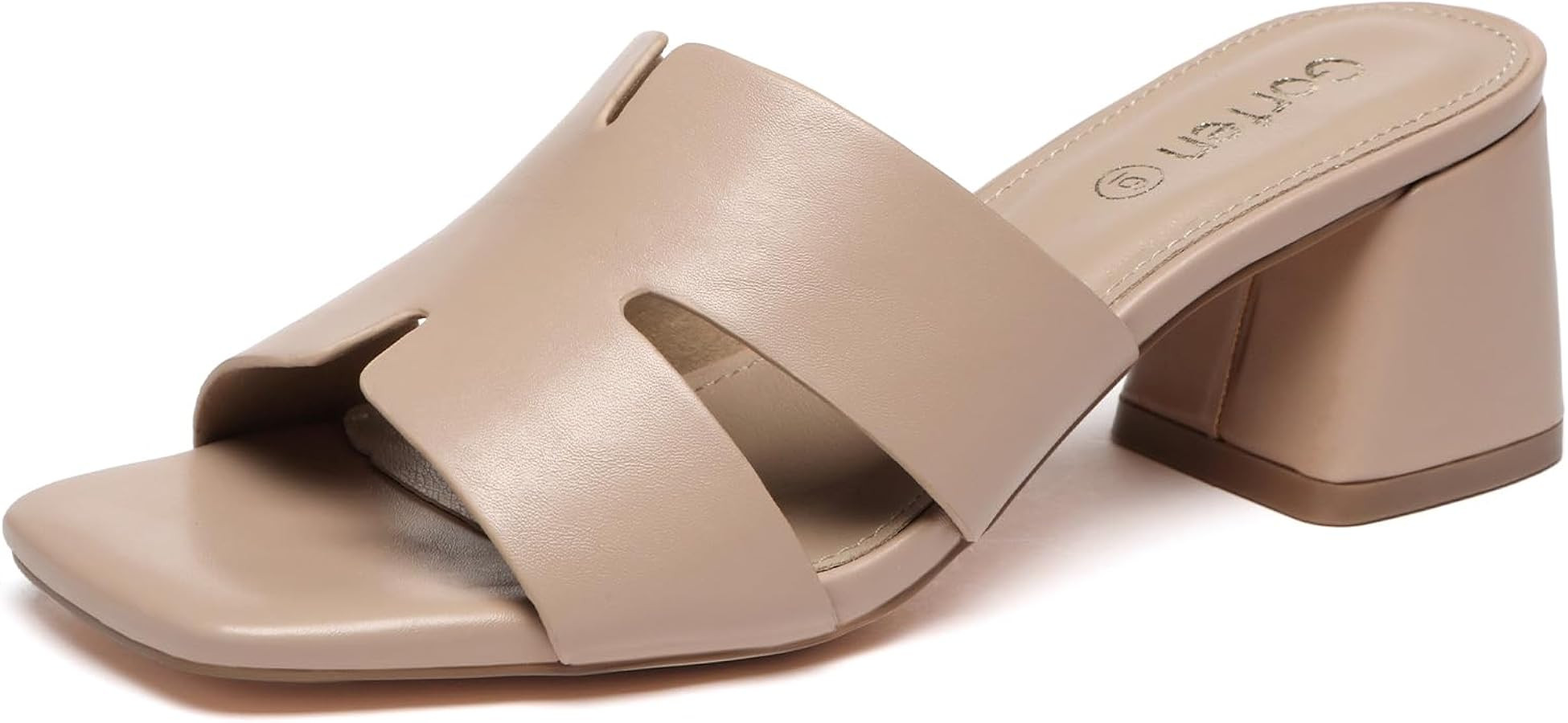 Women's Square Open Toe Sandals Low Block Chunky Heel Slip on Comfortable Casual Sandals for Dail... | Amazon (US)