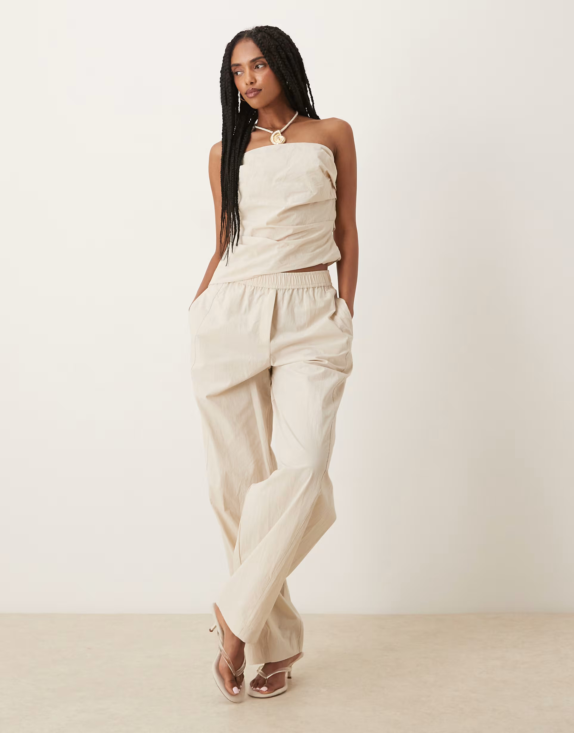 Mango bandeau ruched side asymmetric top co-ord in ivory | ASOS | ASOS (Global)
