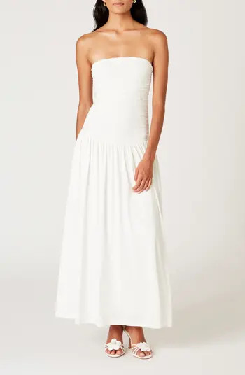 Santal Strapless Mixed Media Maxi Dress | Nordstrom