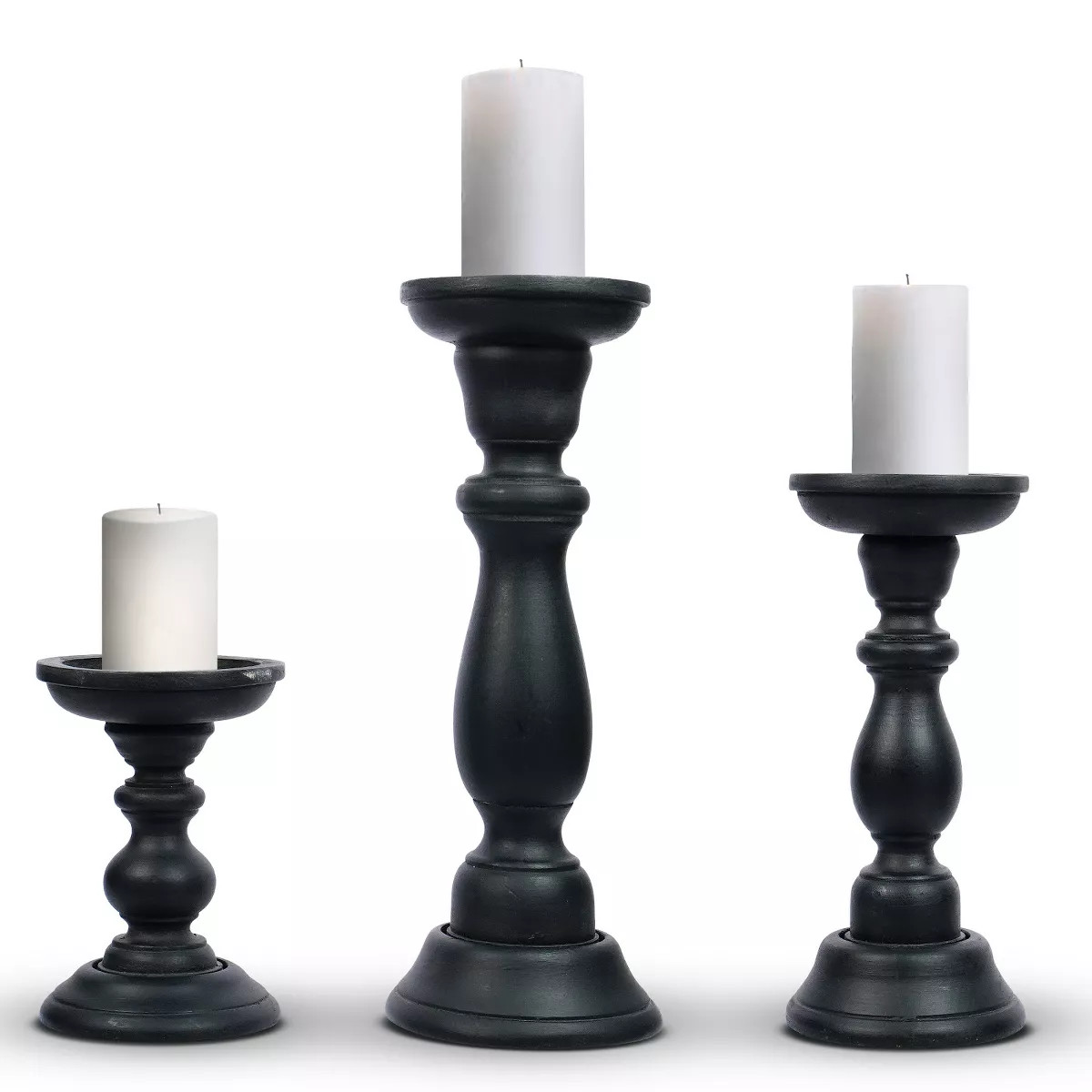 Mela Artisans Tuli Handcrafted Candleholder in Matt Black, Set of 3 | Target