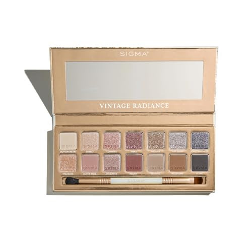 Sigma Beauty Vintage Radiance Highly Pigmented Eyeshadow Palette – Colorful Eye Shadow Palette with Matte, Shimmer & Metallic Shades, Professional Eye Makeup kit for Blending & Bold Looks | Amazon (US)