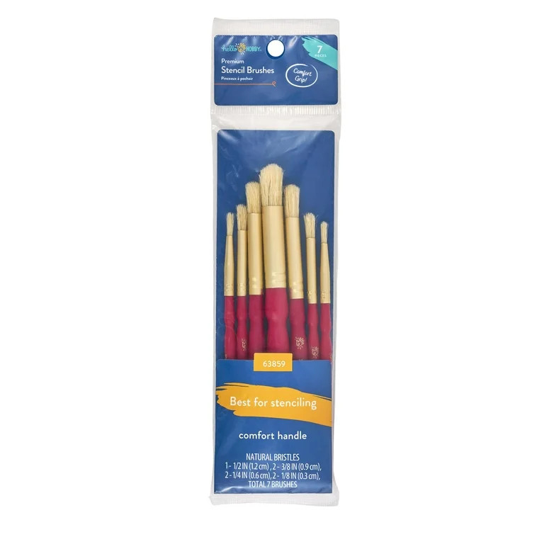 Hello Hobby Premium Stencil Brush Set, 7 Pieces, Multicolor | Walmart (US)
