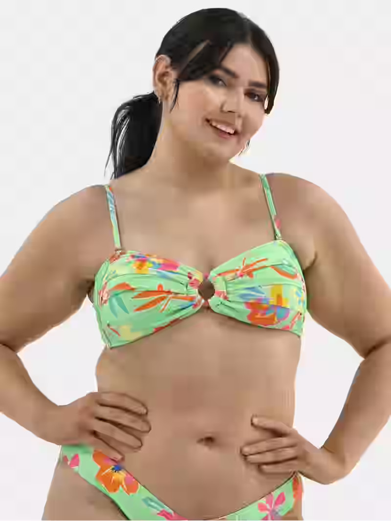 No Boundaries Women's Tropical Floral Print Bandeau Bikini Top, Sizes XXS-XXL | Walmart (US)