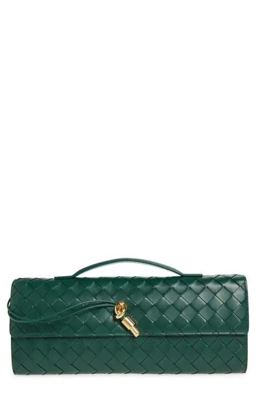 Bottega Veneta Long Andiamo Intrecciato Clutch Bag in 3050 Emerald Green-M Bras at Nordstrom | Nordstrom