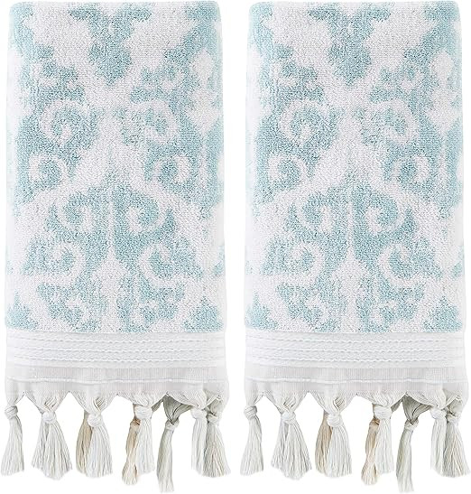 SKL Home by Saturday Knight Ltd. Mirage Fringe 2 Pc Hand Towel Set, Aqua | Amazon (US)