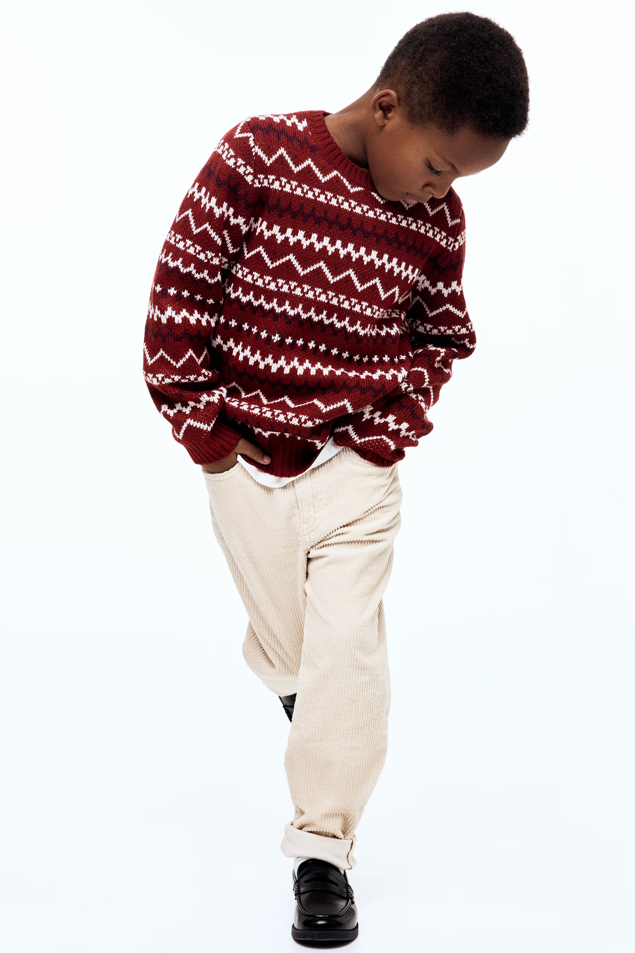 Jacquard-Knit Sweater - Red/patterned - Kids | H&M US | H&M (US + CA)