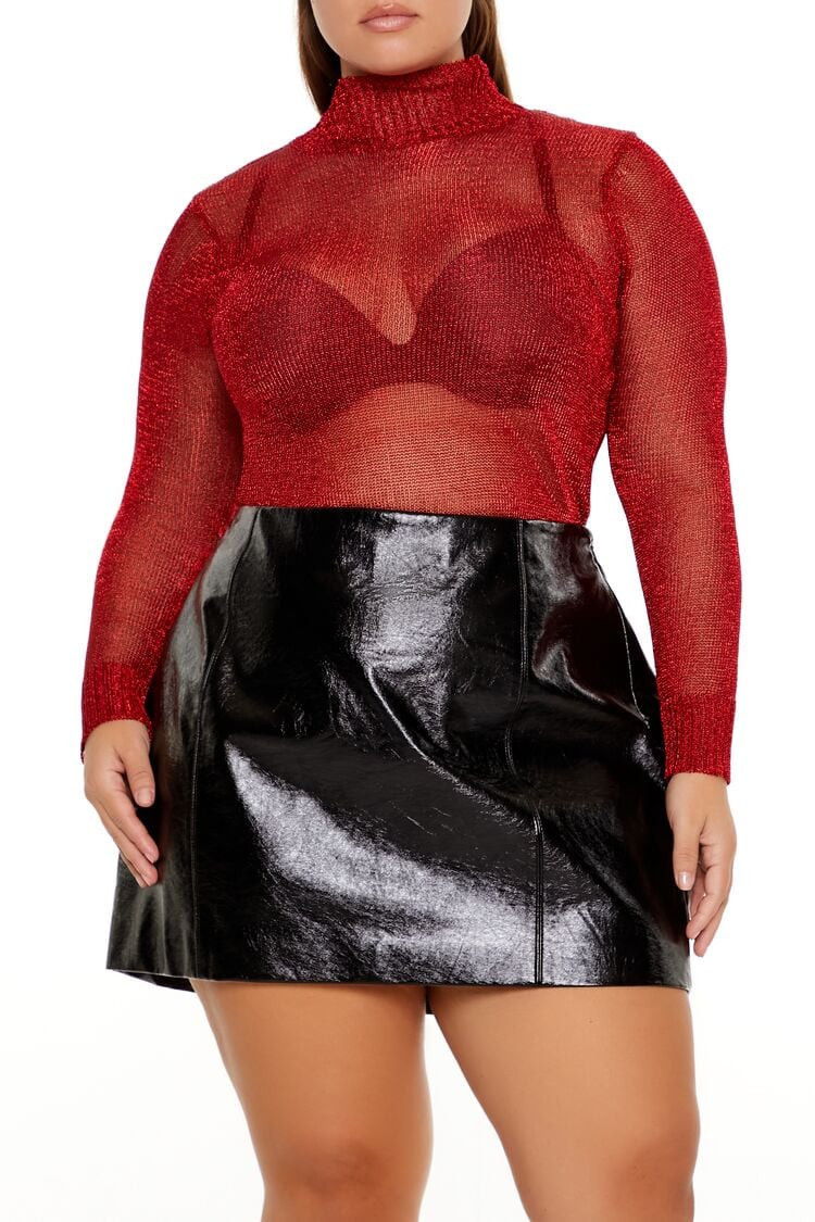 Plus Size Sheer Turtleneck Sweater | Forever 21